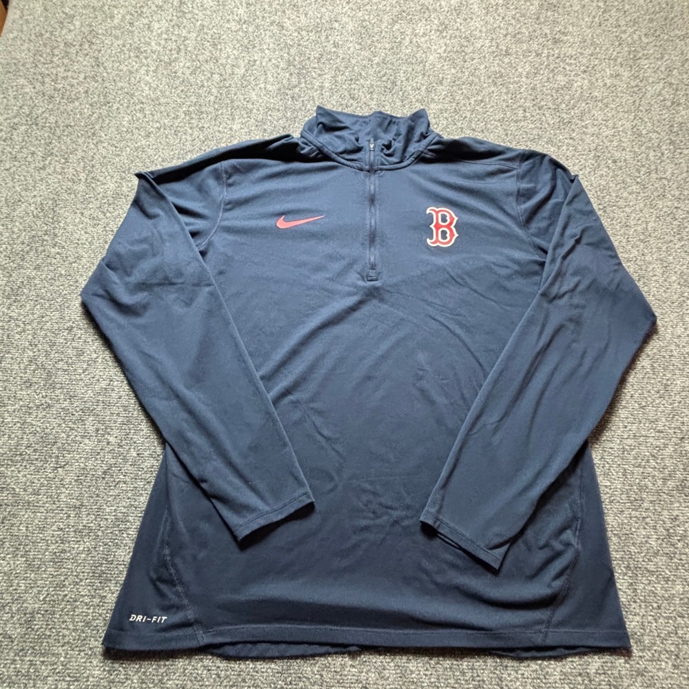 Nike Boston Red Sox Dri-FIT Quarter Zip Pullover Mens XL Navy Blue MLB Training